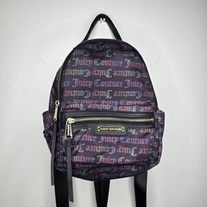 Juicy Couture Rosie Nylon Mini Backpack Black Multi Logo Y2K Style Festival Bag